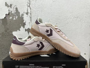 Converse Trainer-Style Sneakers in Cream and Plum