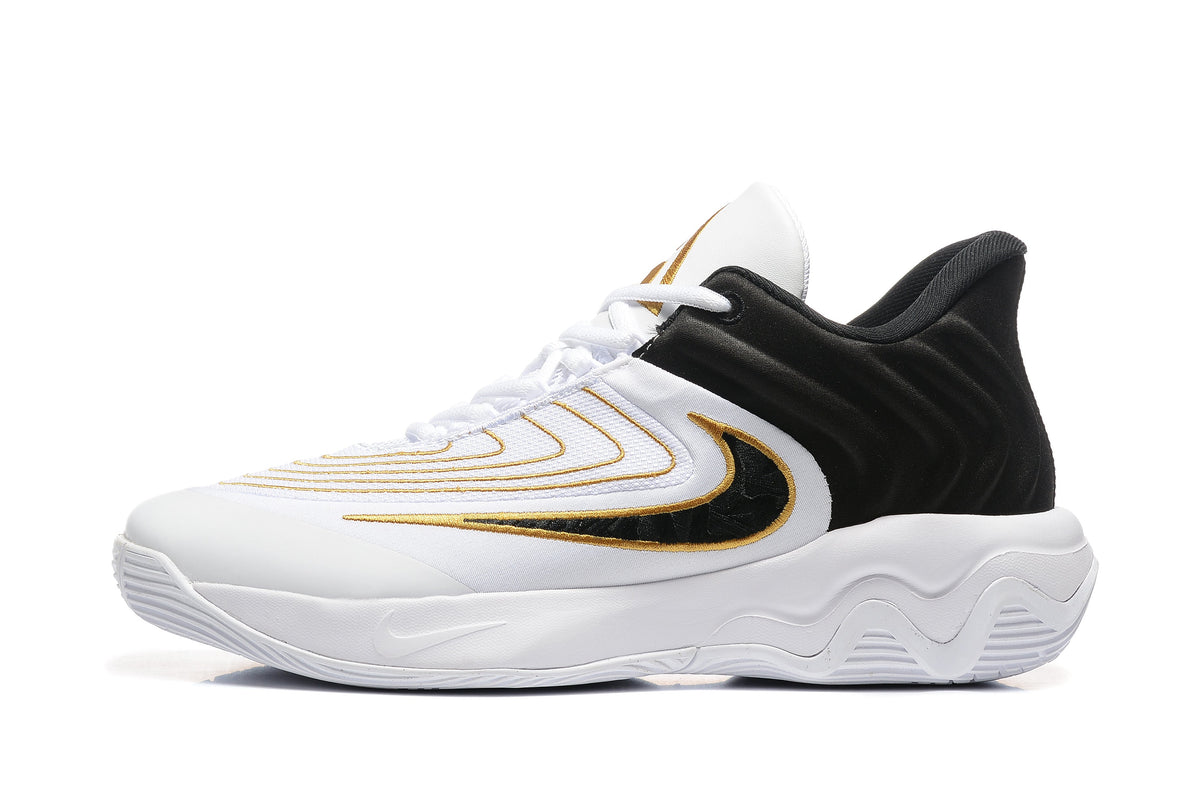 Nike Zoom Freak 5 Basketball Shoes White Black Gold