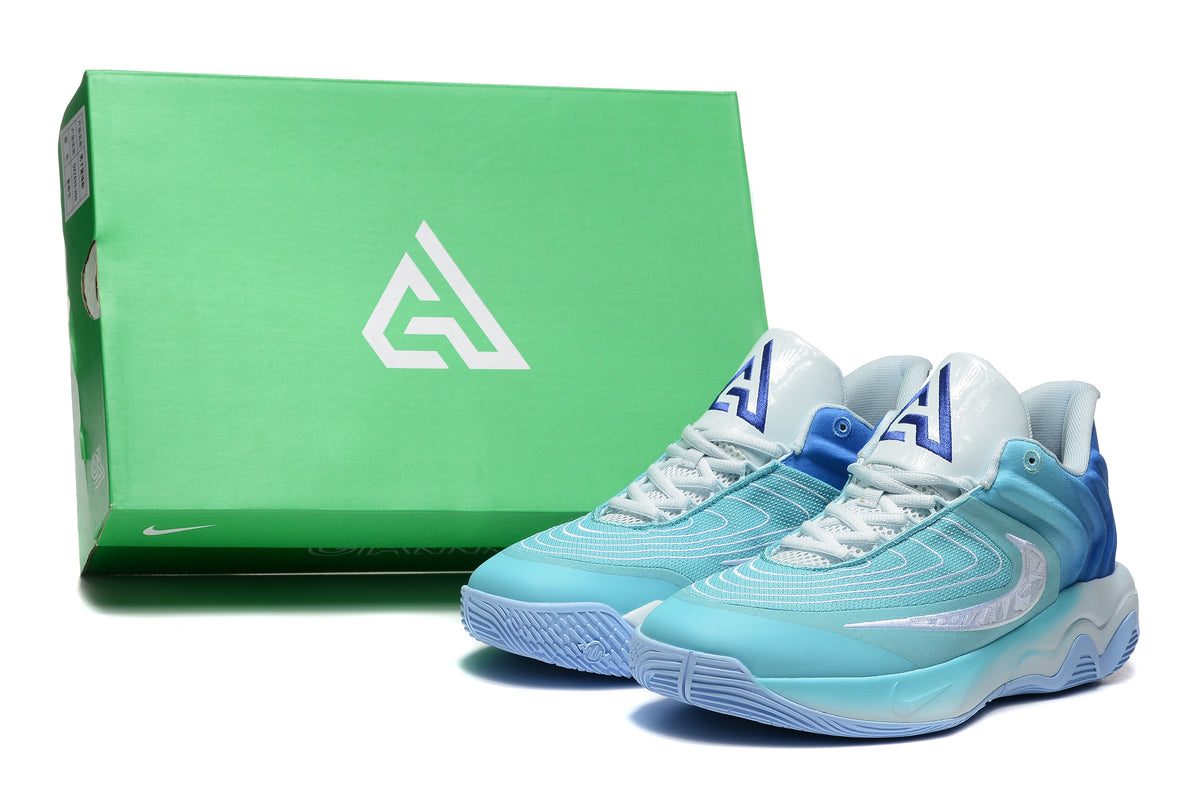 Nike Basketball Shoes in Aqua Blue and White, Style 885-6