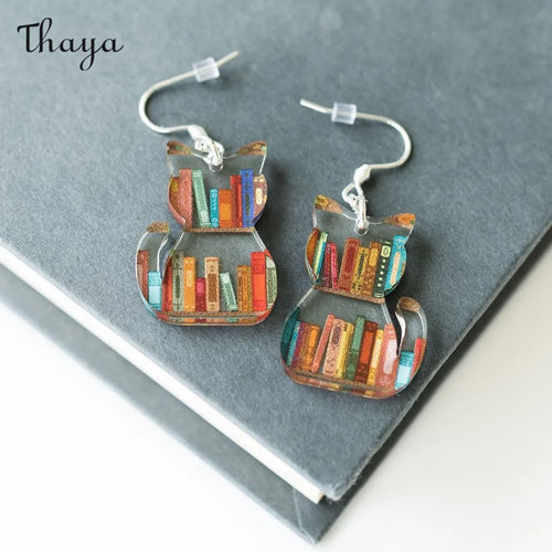 Thaya Animal Dinosaur Bookshelf Acrylic Earrings