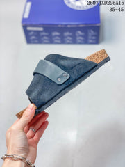 Birkenstock Boston Suede Shearling Crossover Sandals Black