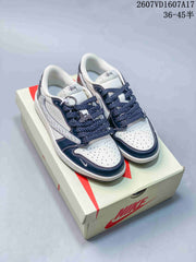 Jordan 1 Low Travis Scott Style Sneakers Navy White