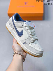 Louis Vuitton x Nike Dunk Low White Navy Sneakers