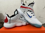 Nike White and Red Basketball Sneakers with Strap
