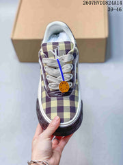 Louis Vuitton Plaid Low-Top Sneakers Beige and Purple 2607HVD1824A14