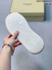 Fendi Navy and White Slip-On Sneakers