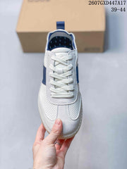 ECCO 2607GXD447A17 White and Blue Perforated Sneakers