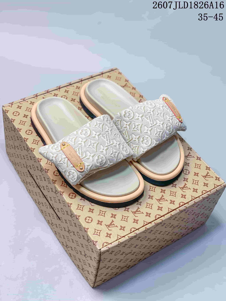 Louis Vuitton Pool Pillow Monogram Slides Blue Beige JLD1826A16
