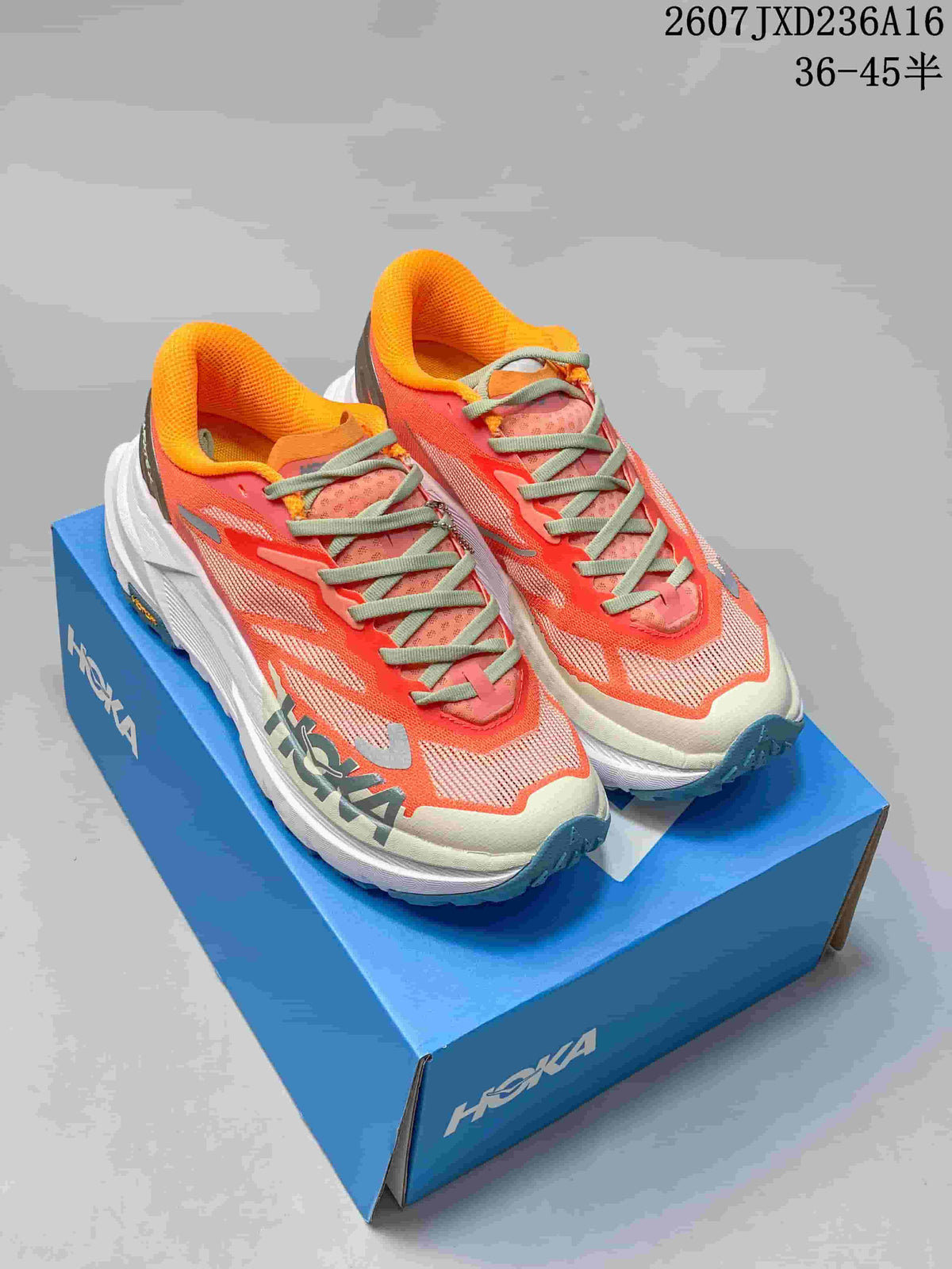 Hoka MAFATE X Trail Running Shoes Coral and Yellow