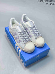 adidas Superstar White and Lavender Shell-Toe Sneakers