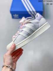 Adidas Superstar Custom White Sneakers with Lilac and Pink Details