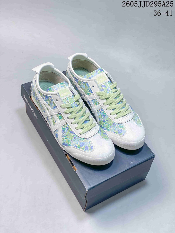 Onitsuka Tiger Floral Low-Top Sneakers White Green Blue