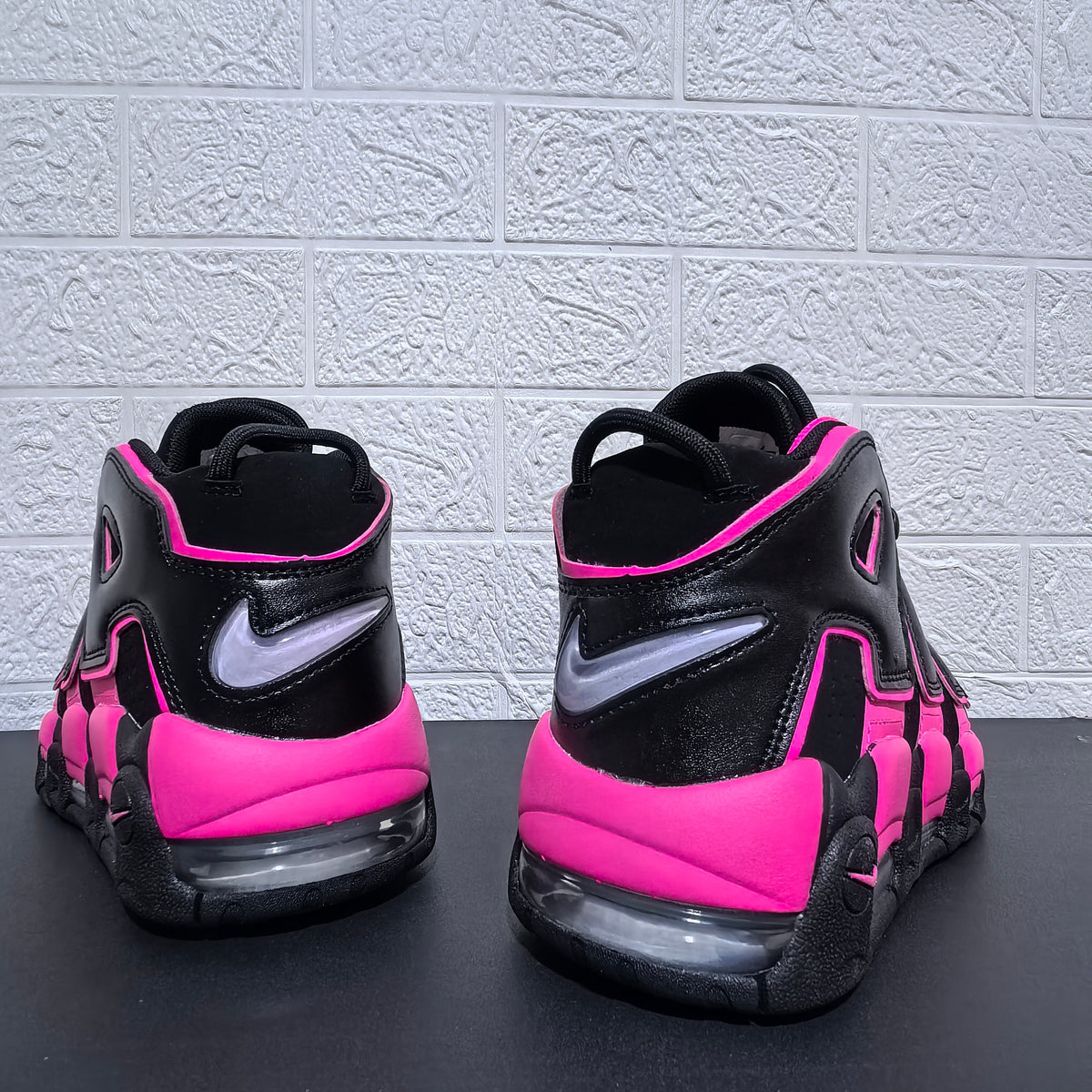 Nike Air More Uptempo Black and Pink Sneakers