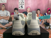 Beige Basketball Sneakers with Gray Accents