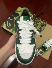BAPE SK8 STA Low-Top Sneakers in Green Camo
