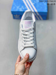 adidas Stan Smith White and Pink Low-Top Sneakers
