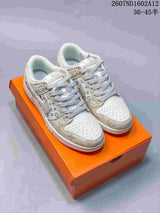 Nike SB Dunk Low Monogram Print Sneakers White Beige