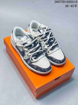 Nike SB Dunk Low White and Navy Low-Top Sneakers