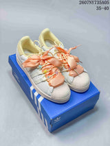 Adidas Superstar White Peach Bow Custom Sneakers 2607NY735A05
