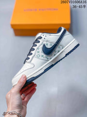 Nike SB Dunk Low LV Monogram White and Navy Sneakers
