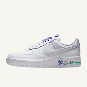 Nike Women's White ir Force 1 Low 'Blue Flower' Sneakers, IF0498 101