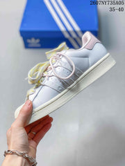 Adidas Superstar Custom White Sneakers with Pastel Laces