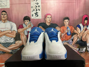 Jordan White and Blue Basketball Sneakers