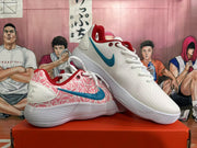 Nike White and Pink Rose Print Basketball Shoes