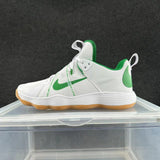 Nike White and Green Basketball Sneakers with Gum Sole