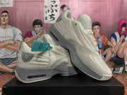 Beige Basketball Sneakers with Gray Accents