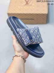 Louis Vuitton Pool Pillow Monogram Slides Blue Beige JLD1826A16
