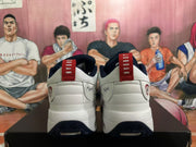 Jordan White and Dark Blue Basketball Sneakers