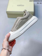 Fendi GDD609A19 Slip-On Sneakers Taupe and White
