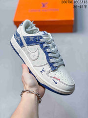 Nike SB Dunk Low LV Monogram Print Sneakers Blue White
