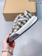 Louis Vuitton Plaid Low-Top Sneakers Beige and Purple 2607HVD1824A14