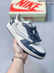 Jordan 1 Low Travis Scott Style Sneakers Navy White