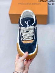 Louis Vuitton Tilted Low-Top Sneakers Navy White Tan