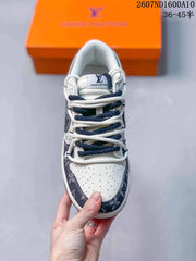 Nike SB Dunk Low White and Navy Low-Top Sneakers