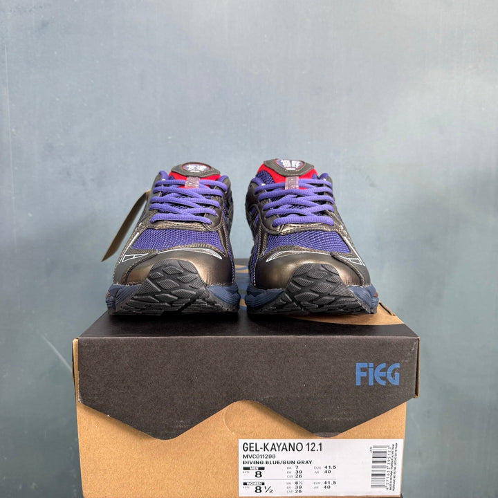 ASICS GEL-KAYANO 12.1 Blue and Gunmetal Sneakers