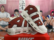 Nike Air More Uptempo Sneakers in White and Brown