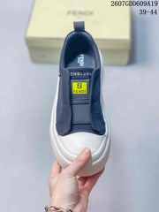 Fendi Navy and White Slip-On Sneakers