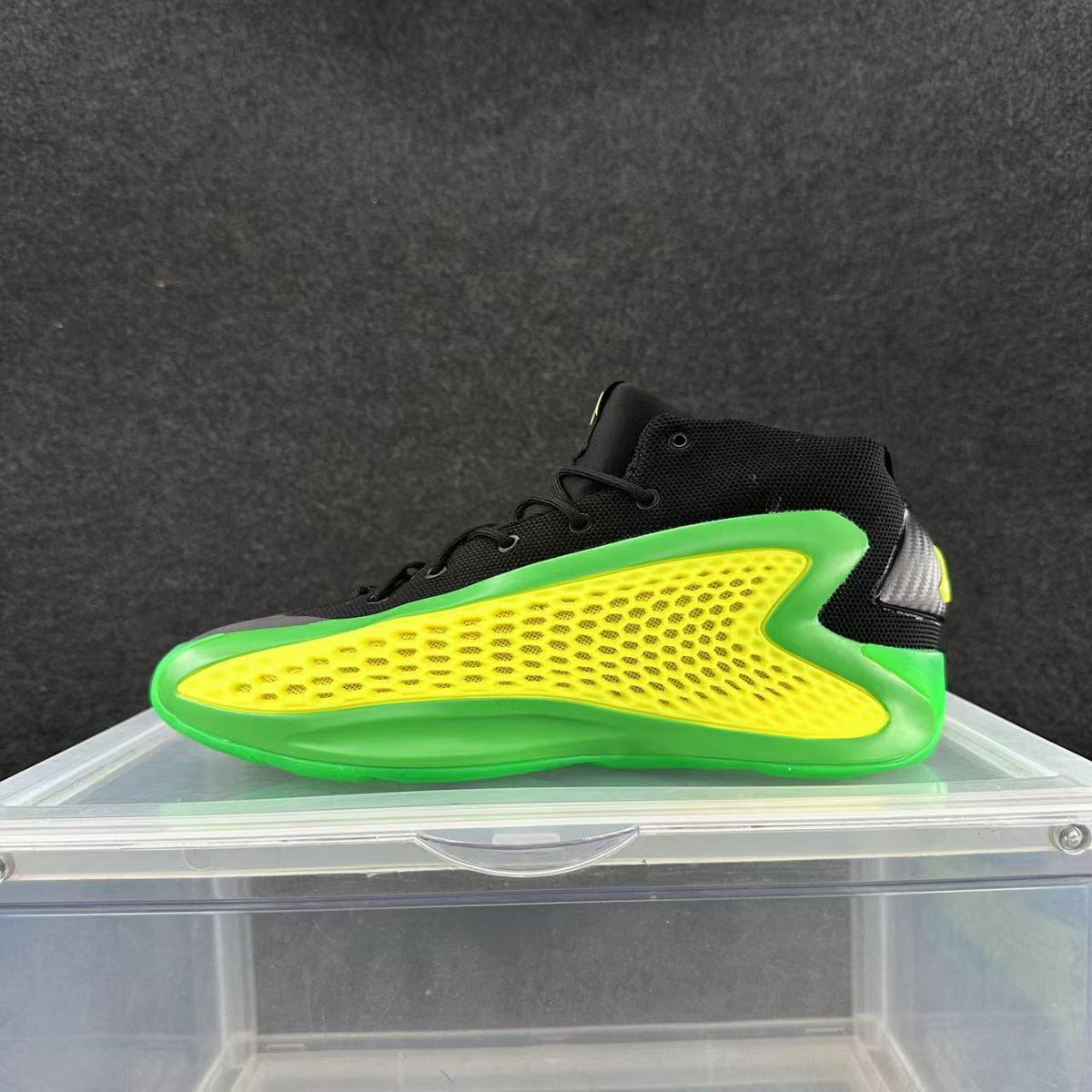 Black, Green and Yellow High-Top Basketball Sneakers
