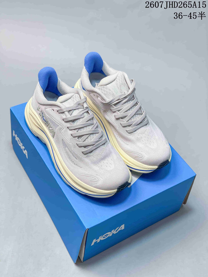 HOKA Clifton 10 White Blue Running Sneakers 07JHD265A15
