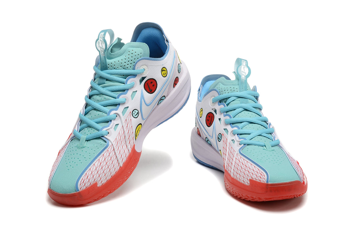 Nike GT Cut 3 Basketball Shoes Aqua Red Smiley