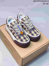 Louis Vuitton Plaid Low-Top Sneakers Beige and Purple 2607HVD1824A14
